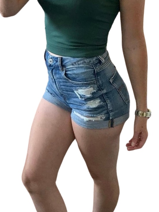American Eagle Outfitters Pants - American Eagle Super High Rise Super Stretch Denim Shorts EUC